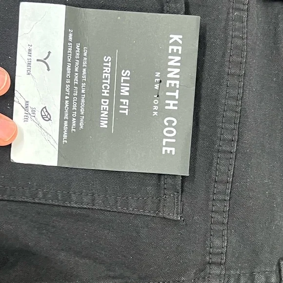 Mens KENNETH COLE Slim Stretch Fit Kaven Black Jeans 30x30 - Picture 3 of 3